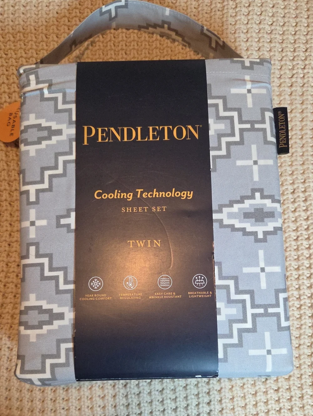 Pendleton Cooling Technology Twin Sheet Set In Grey Aztec